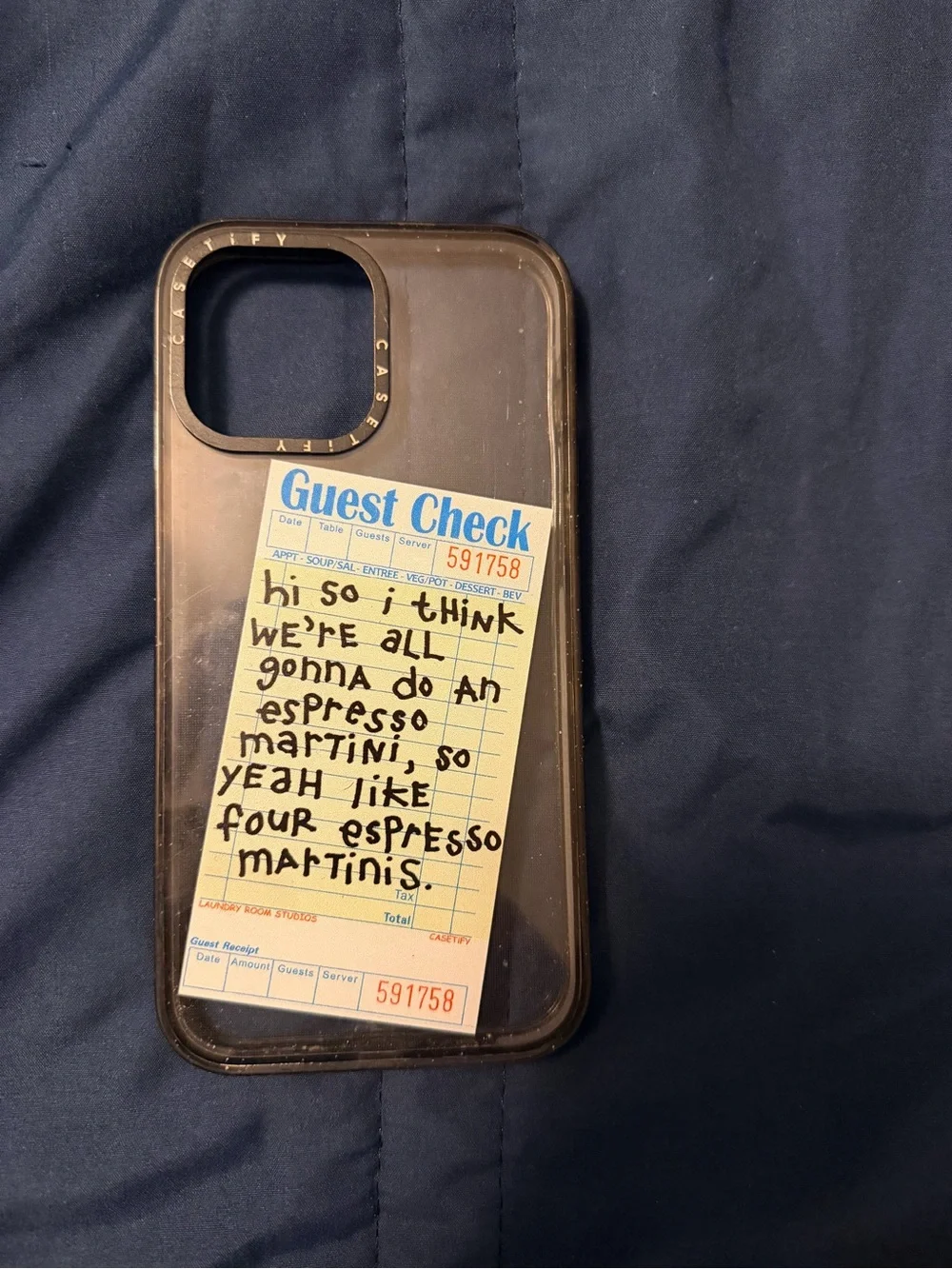 Casetify Black Clear iPhone Case with Guest Check Design 13 Pro Max
